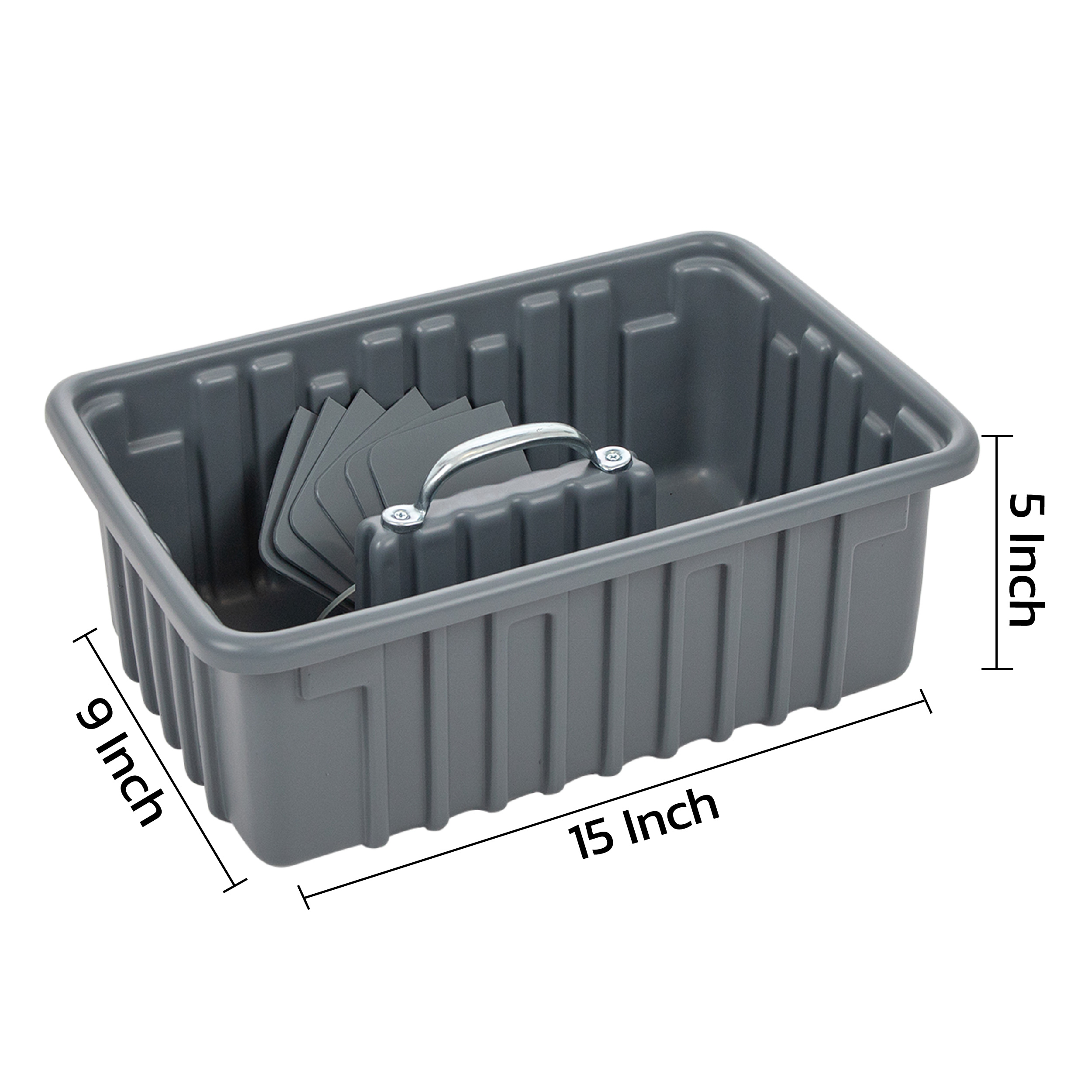 Grey Tote Tray/Org Tool Tray 15 x 9 x 5 comes w/6 Dividers – JB